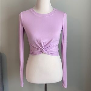 LA Made Purple Cropped Twist Front Long Sleeve